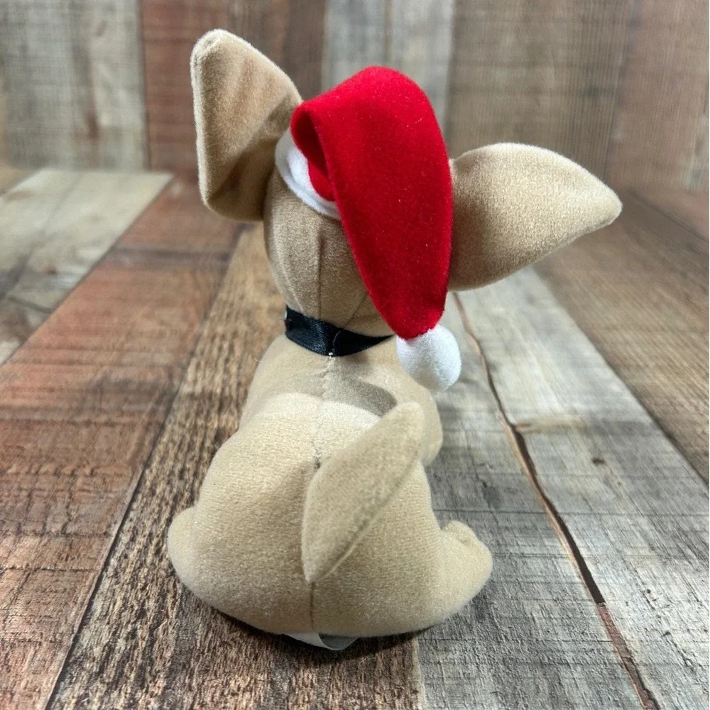 Vintage Taco Bell Chihuahua Plush Santa Hat Applause Dog 90s Advertising Toy